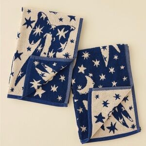 BAGGU Reversible Hand Towels in Blue and Cream NEW NWT